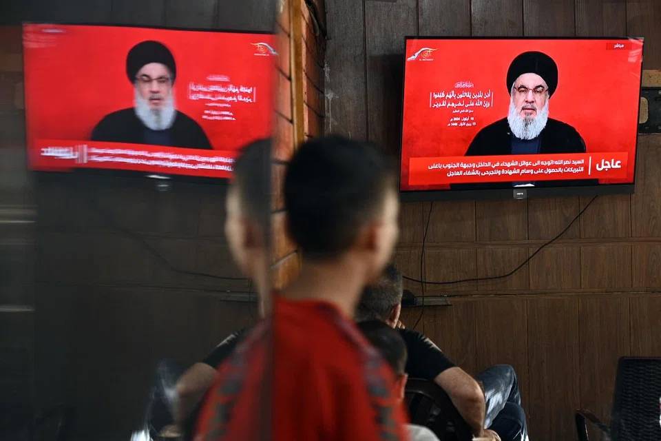 Setiausaha Agung Hezbollah, Encik Hassan Nasrallah, menyampaikan ucapan yang disiarkan di saluran televisyen, mengutuk tindakan Israel melancarkan letupan peranti komunikasi di Beirut, Lebanon.