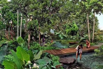 INDAH DAN PENUH MENGHIJAU: Inilah lakaran artis apabila bahagian tengah dan timur di Jurong Lake Gardens (JLG) siap untuk dinikmati semua penduduk dalam tempoh empat tahun mendatang. - Foto-foto NPARKS