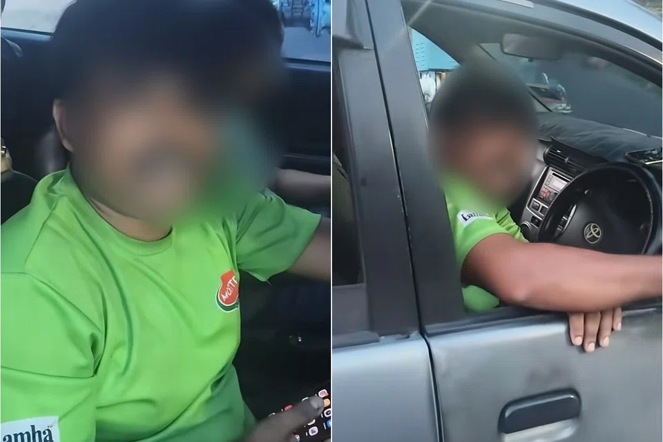 Tangkap layar video tular yang mendakwa seorang lelaki warga Bangladesh mengambil penumpang berhampiran sebuah terminal bas.