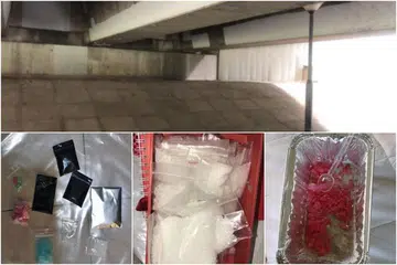 Antara dadah yang dirampas menerusi operasi CNB pada 6 Mac. Gambar atas menunjukkan tempat ketua sindiket dadah yang berusia 34 tahun itu ditangkap CNB, di bawah sebuah jembatan di Punggol Promenade Riverside Walk. 