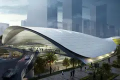 DIBATALKAN: Lakaran artis bagi Terminal Rel Kelajuan Tinggi di Jurong East bagi projek yang kini sudah dibatalkan. 