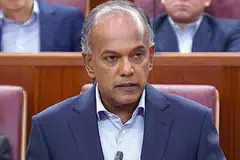BUAT KENYATAAN MENTERI: Encik K. Shanmugam, antara lain menarik perhatian risiko besar serta garis sesar dan keganasan yang boleh timbul akibat ucapan kebencian dan ofensif. - Foto GOV.SG