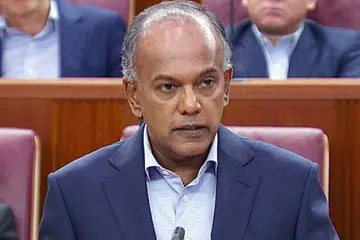 BUAT KENYATAAN MENTERI: Encik K. Shanmugam, antara lain menarik perhatian risiko besar serta garis sesar dan keganasan yang boleh timbul akibat ucapan kebencian dan ofensif. - Foto GOV.SG