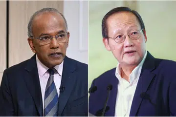 Menteri Undang-Undang merangkap Ehwal Dalam Negeri, Encik K. Shanmugam (kiri), dan Menteri Tenaga Manusia, Dr Tan See Leng, akan mengambil tindakan undang-undang terhadap Bloomberg dan media lain berhubung penerbitan satu laporan mengenai urus niaga hartanah mereka, yang mereka anggap adalah kenyataan fitnah.