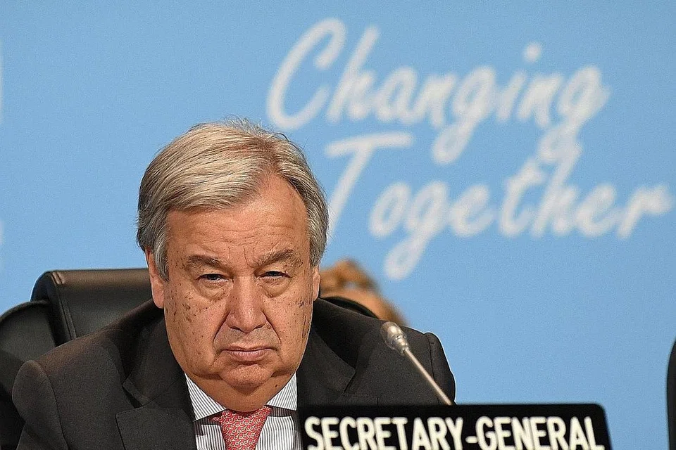 USUL PERCEPAT TANGANI PERUBAHAN IKLIM: Setiausaha Agung Pertubuhan Bangsa-Bangsa Bersatu Antonio Guterres menggesa percepat langkah menangani perubbahan iklim bagi menghindari pemanasan global dan mengelak bencana. - Foto AFP