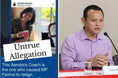 Pemangku Menteri Bertanggungjawab bagi Ehwal Masyarakat Islam, Encik Zaqy Mohamad (kanan), menggesa orang ramai menghentikan spekulasi dan dakwaan tidak berasas terhadap mantan menteri, Dr Muhammad Faishal Ibrahim, serta Cik Rasidah Caudal (kiri), seorang anggota masyarakat yang dikaitkan secara tidak wajar.