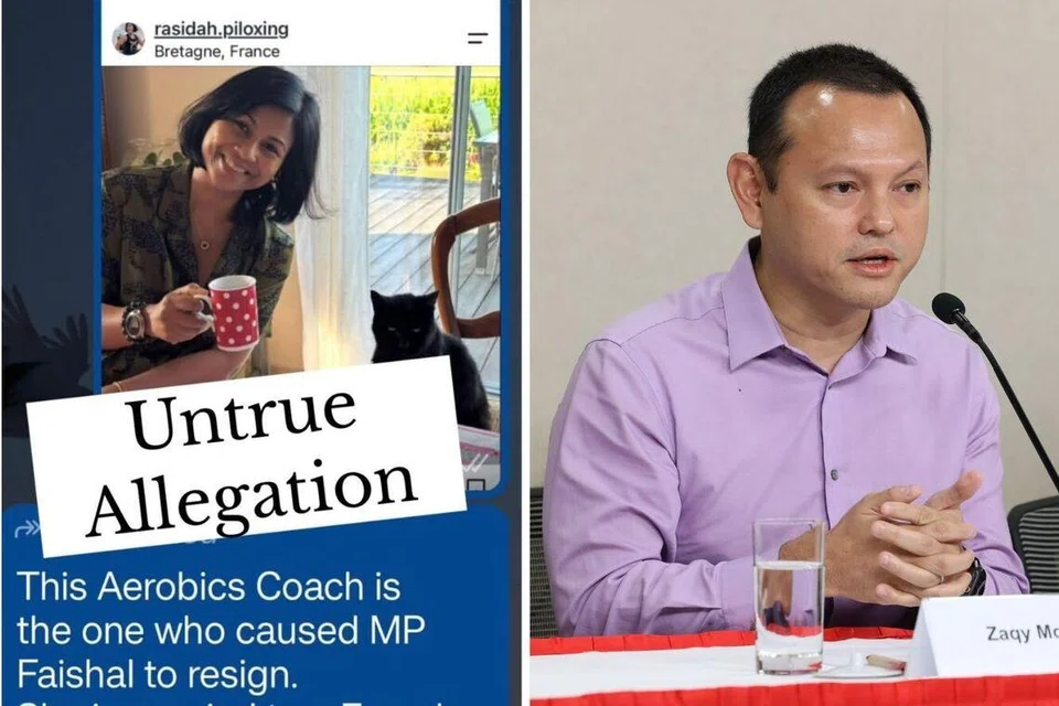Pemangku Menteri Bertanggungjawab bagi Ehwal Masyarakat Islam, Encik Zaqy Mohamad (kanan), menggesa orang ramai menghentikan spekulasi dan dakwaan tidak berasas terhadap mantan menteri, Dr Muhammad Faishal Ibrahim, serta Cik Rasidah Caudal (kiri), seorang anggota masyarakat yang dikaitkan secara tidak wajar.