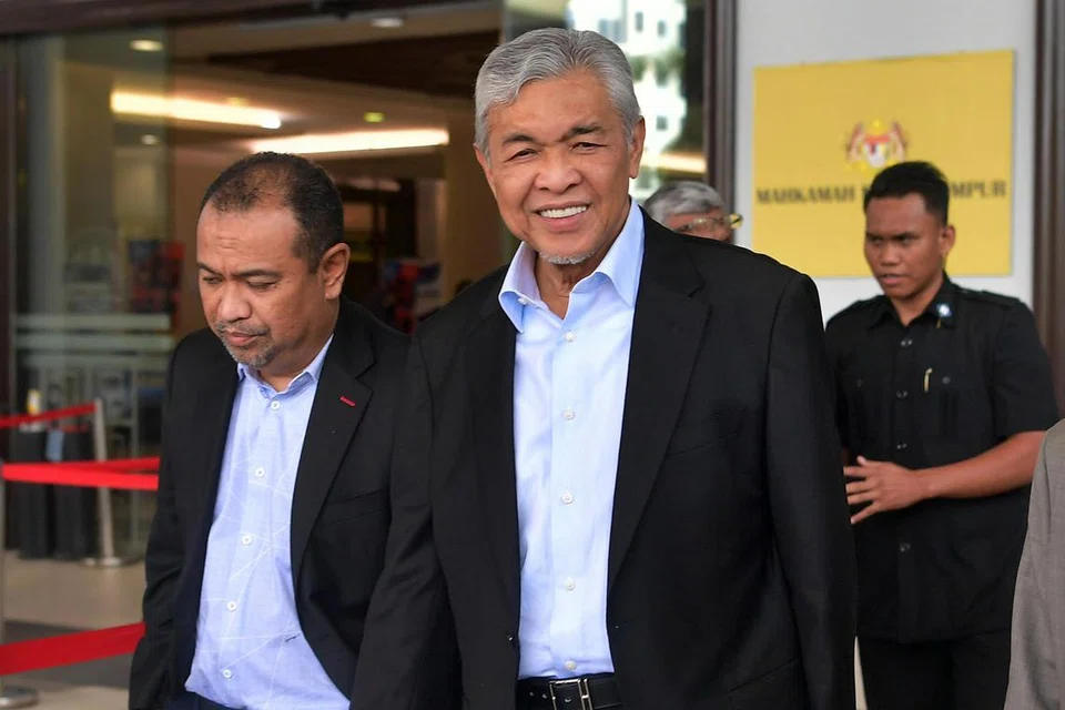 HADIRI PERBICARAAN: Timbalan Perdana Menteri Datuk Seri Dr Ahmad Zahid Hamidi ketika menghadiri sebutan perbicaraan membela dirinya di Mahkamah Tinggi pada Isnin.