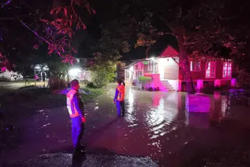 Keadaan di Taman Seri Cahaya dekat Batang Kali, Selangor, Malaysia, yang sekali lagi dilanda banjir kilat dalam tempoh seminggu. 