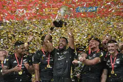 New Zealand menjuarai Ragbi Tujuh Sepasukan Singapura, yang kini dikenali sebagai SVNS Singapura, pada 2023 di Stadium Negara.