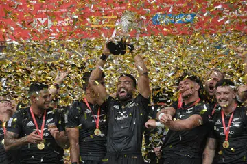 New Zealand menjuarai Ragbi Tujuh Sepasukan Singapura, yang kini dikenali sebagai SVNS Singapura, pada 2023 di Stadium Negara.