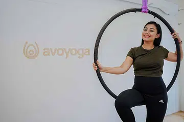 Pengasas studio yoga udara atau ‘aerial yoga’, Avoyoga, Cik Raidah Syafiqah Ahmad, yang terletak di 23 Kampong Bahru Road.