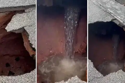 Keadaan lubang benam yang berlaku di Wangsa Maju, Kuala Lumpur, pada 11 Mei.