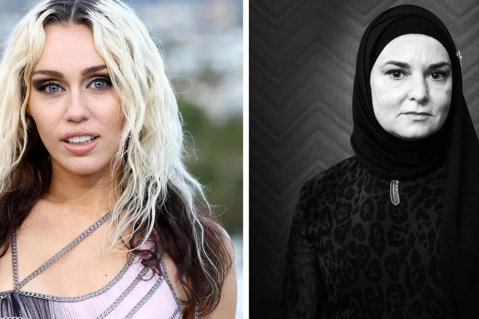 LUPAKAN SENGKETA LAMA: Miley Cyrus (kiri) mengharapkan yang terbaik dan ingin membenam kisah pertelingkahan sibernya dengan Sinead O’Connor.
