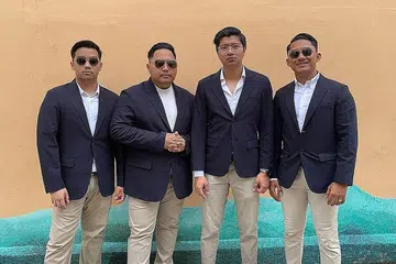 THE PURNAMA'S: Kumpulan kugiran The Purnama's yang mendalami irama pop-yeh-yeh, menumpukan inspirasi stail muzik dari 60-an dan 70-an. (Dari kiri) Hilmi Eddie, Muhammad Hyqal Farhan Azizhan (Baban) dan Ikel Yashid. - Foto ihsan THE PURNAMA'S