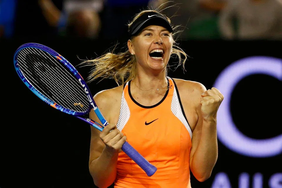 IGAUAN BURUK: Srikandi tenis Russia, Maria Sharapova, meraikan salah satu kemenangannya di Terbuka Australia yang lalu tetapi kini menghadapi hukuman penggantungan selepas gagal ujian dadah. 