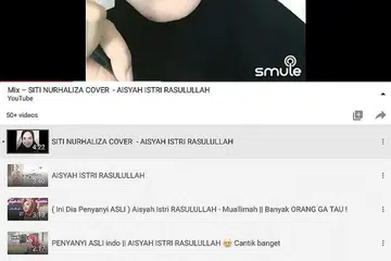 SITI NURHALIZA: Penyanyi bersuara emas ini antara penyanyi yang memuatnaik rakaman 'cover' Aisyah Isteri Rasulullah dengan penghayatan yang cukup syahdu. - FOTO SITI NURHALIZA/YOUTUBE 