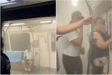 ‘ASAP’ DARI SISTEM PENYAMAN UDARA: Penumpang tren  diarah turun sebagai langkah keselamatan dan dinasihati menaiki tren susulan.
