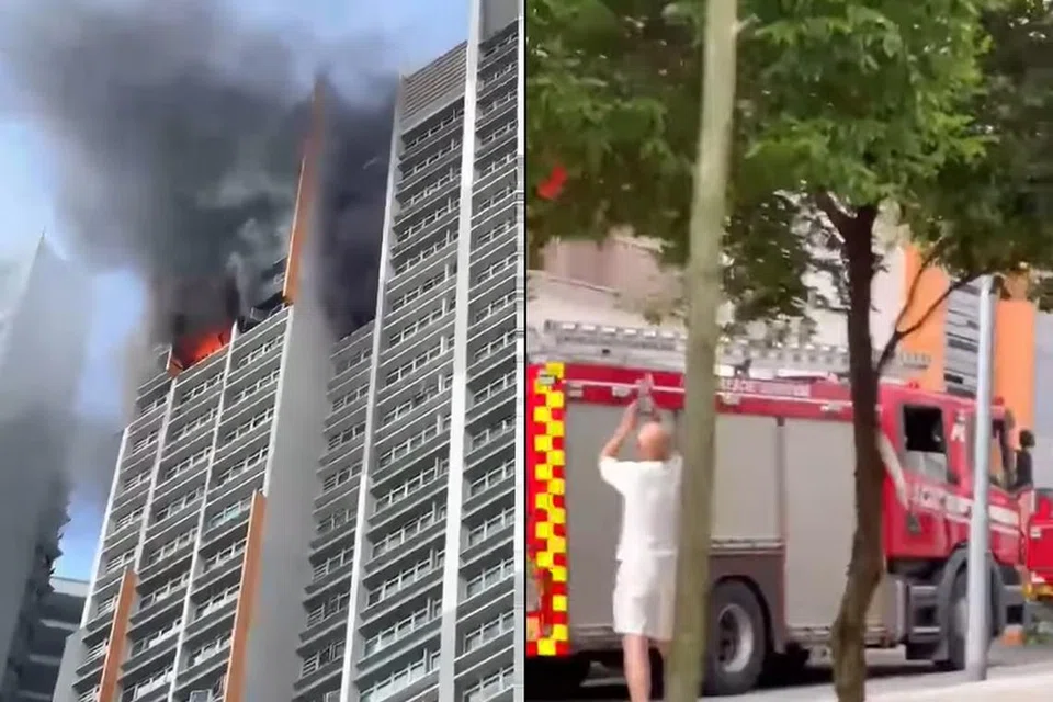 API MARAK: Satu kebakaran berlaku sekitar 7.35 pagi di sebuah flat tingkat 36 di Blok 28, Ghim Moh Link.