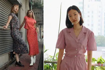 CIK CHUA: Fesyen pakaian samfu yang popular pada abad ke-10 yang sering dipakai neneknya menjadi inspirasi baginya untuk mencipta Dear Samfu, label fesyen yang memberi unsur moden kepada samfu dengan cara beretika (gambar kiri). - Foto-foto ihsan DEAR SAMFU