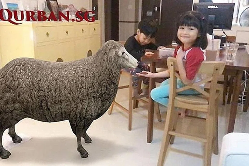 CARA UNIK AJAR TENTANG KORBAN: Qurban.sg menggunakan teknologi realiti terimbuh (AR) untuk menganjurkan Cabaran Qurban SG dengan orang ramai boleh menggunakan alat mudah alih bagi meletakkan haiwan seperti kambing atau lembu di ruang sekitar mereka dan mengambil gambar atau video dalam cara yang kreatif. - Foto QURBAN.SG