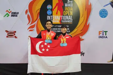 Petinju tendang Singapura, Shaikh Abdullah Mohammed Rafi dan Valencia Yip, membolot sembilan pingat di Terbuka Antarabangsa India Persatuan Pertubuhan Tinju Tendang Dunia (Wako) pada 7 hingga 11 Februari. 