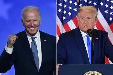 'TUGAS PRESIDEN MASIH TERGANTUNG': Usaha Encik Trump (kanan) enggan mengaku kalah kepada Encik Joe Biden masih mendapat sokongan daripada pegawai Republikan. - Foto EPA-EFE