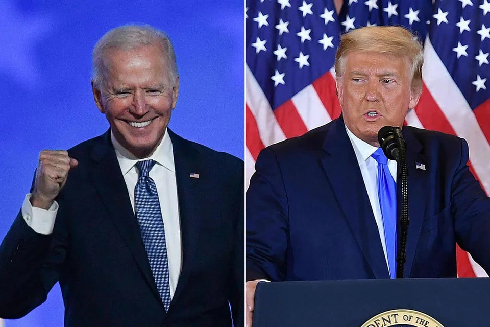 'TUGAS PRESIDEN MASIH TERGANTUNG': Usaha Encik Trump (kanan) enggan mengaku kalah kepada Encik Joe Biden masih mendapat sokongan daripada pegawai Republikan. - Foto EPA-EFE