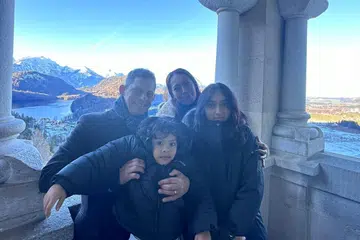 PENGALAMAN NGERI: Cik Sofea Marsidah Musa (dua dari kanan); suaminya Encik Peter Vendel (kiri); anak-anaknya, Josh Aidan Tariq, lima tahun (dua dari kiri) dan Amirah Qystina Azman, 15 tahun (kanan), sedang bercuti di Eropah apabila mereka terperangkap dalam satu kejadian tembakan di Prague pada 21 Disember.