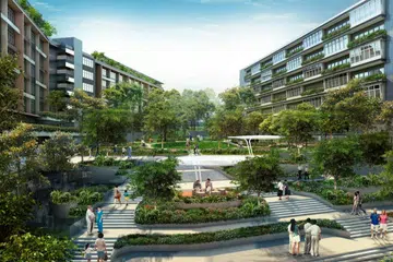 RUANG TERBUKA DAN MENGHIJAU: Dikhususkan untuk masyarakat, ruang komuniti yang merupakan antara ciri Kampus Kesihatan Woodlands (WHC) yang terletak di Woodlands Drive 17, berdekatan Masjid Yusof Ishak dan bakal menerima pesakit pertama pada 2022, akan turut mewujudkan persekitaran semula jadi dan santai bagi menggalak penyembuhan. - Foto WOODLANDs HEALTH CAMPUS