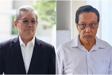 Bekas presiden, pengarah eksekutif dan ketua eksekutif Sembcorp Marine, Wong Weng Sun (kiri), dan bekas pengurus besar kanan Jurong Shipyard, Lee Fook Kang, masing-masing menghadapi lima pertuduhan bersubahat secara rasuah memberi suapan kepada bekas perunding dengan Seatrium di Brazil.
