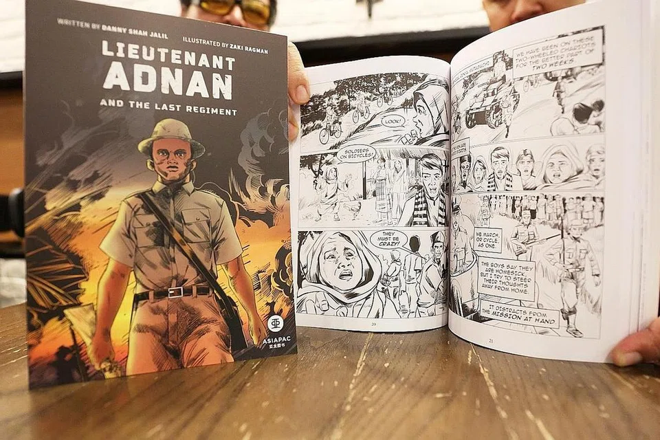 ILUSTRASI MENARIK: Tidak seperti buku lain yang mengisahkan sejarah Perang Dunia Kedua di Singapura, buku komik ini padat dengan lukisan menakjubkan yang menggambarkan kejadian sewaktu peperangan.