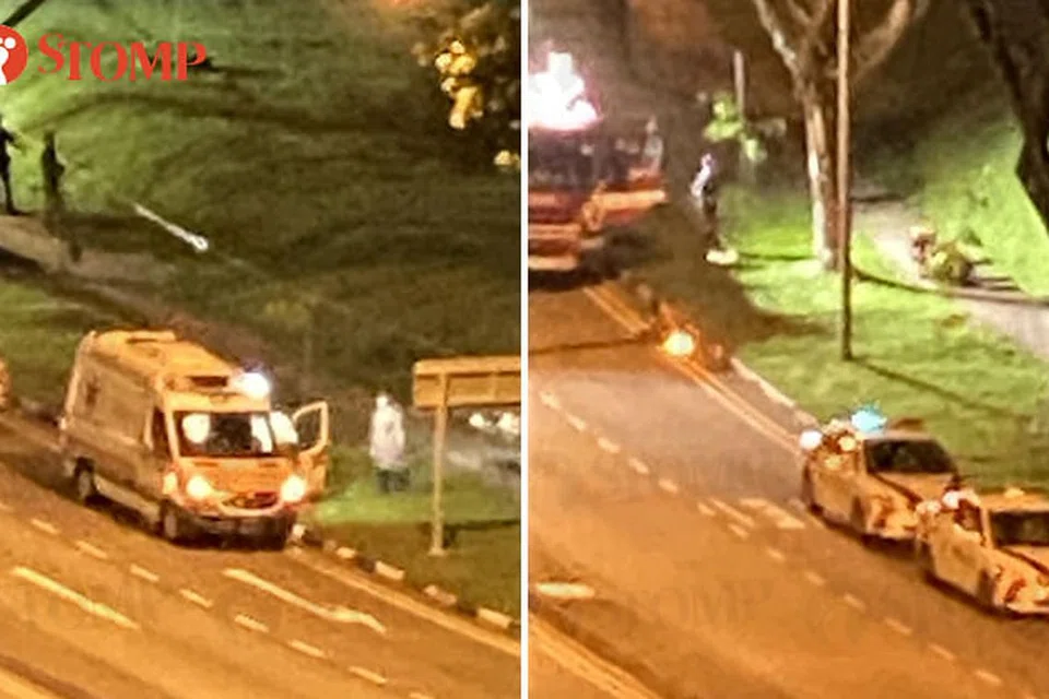 MAYAT DITEMUI: Mayat lelaki itu telah pun didapatkan kembali lalu telah disahkan mati di kawasan insiden oleh seorang paramedik SCDF. - FOTO: STOMP