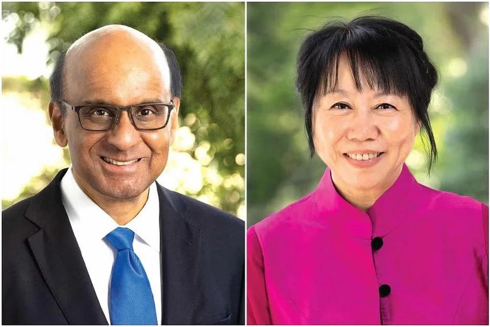SUDAH SIAP: Potret rasmi Presiden Tharman Shanmugaratnam dan isterinya, Cik Jane Ittogi, akan siap untuk diambil antara 8 Januari hingga 1 Mac ini untuk digantung di tempat awam seperti sekolah dan bangunan pemerintah.
