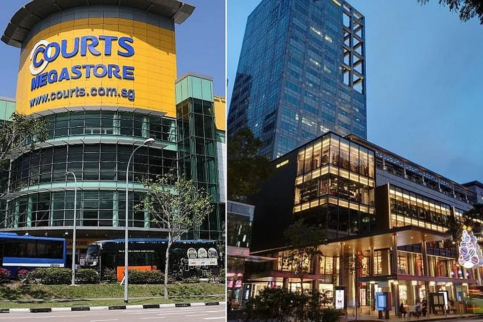 TERBESAR: Courts akan mengambil kesemua enam tingkat di The Heeren (kanan) dan menjadikannya cawangan terbesar Courts di Singapura. - Foto BH oleh KELVIN CHNG dan THE HEEREN.