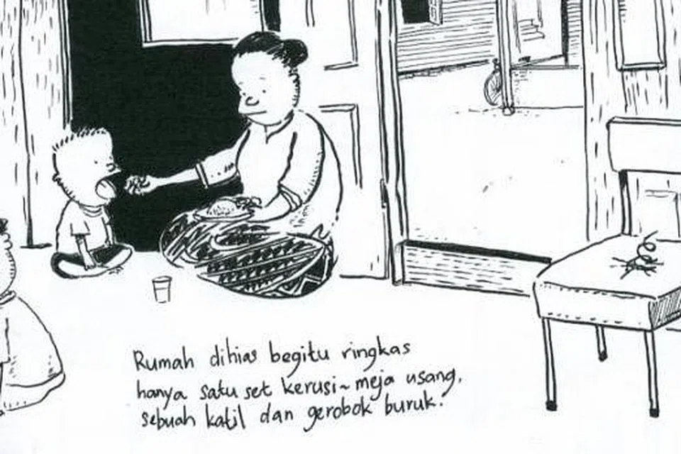 RUMAH SEWA: Suasana di rumah kartunis dahulu di Jalan Alsagoff