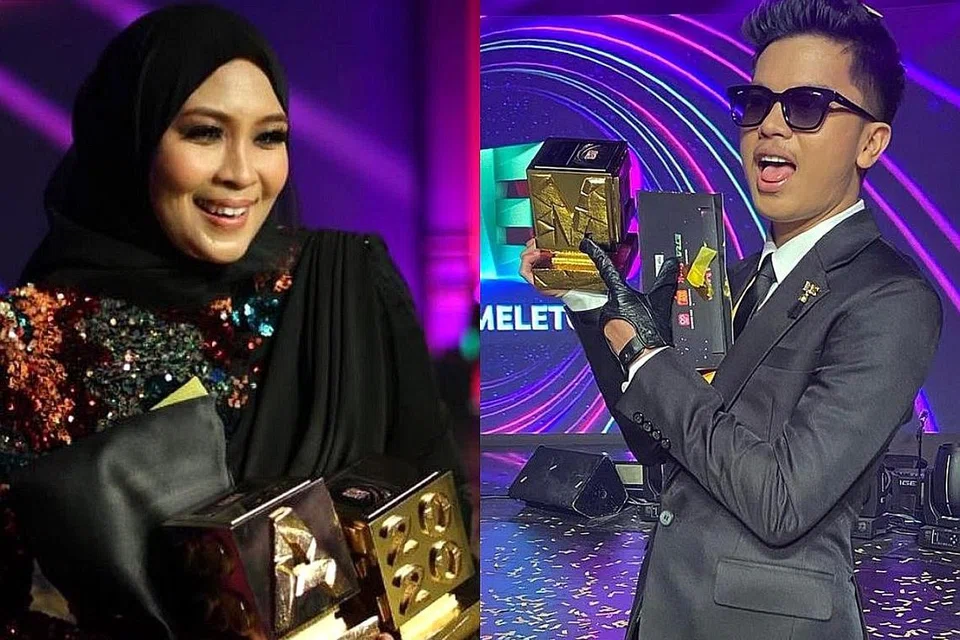 USAHA AMBIL HATI PEMINAT: Pemenang Anugerah Top Top MeleTOP Wanita, Siti Nordiana (kiri) dan Top Top MeleTOP Lelaki, Haqiem Rusli, mempunyai sokongan peminat yang padu di samping miliki kisah inspirasi tentang usaha membawa jaya. - Foto INSTAGRAM ERA