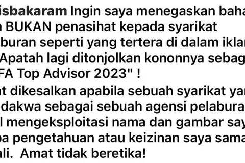 TIDAK BERETIKA: Dr Fatris Bakaram menyifatkan perbuatan menggunakan nama dan fotonya untuk iklan pelaburan tanpa izinnya sebagai tidak beretika.