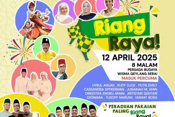 Acara Riang Raya! di Wisma Geylang Serai akan menampilkan artis tempatan dan persembahan oleh Orkestra Engku Aman serta kumpulan tarian Deswara.