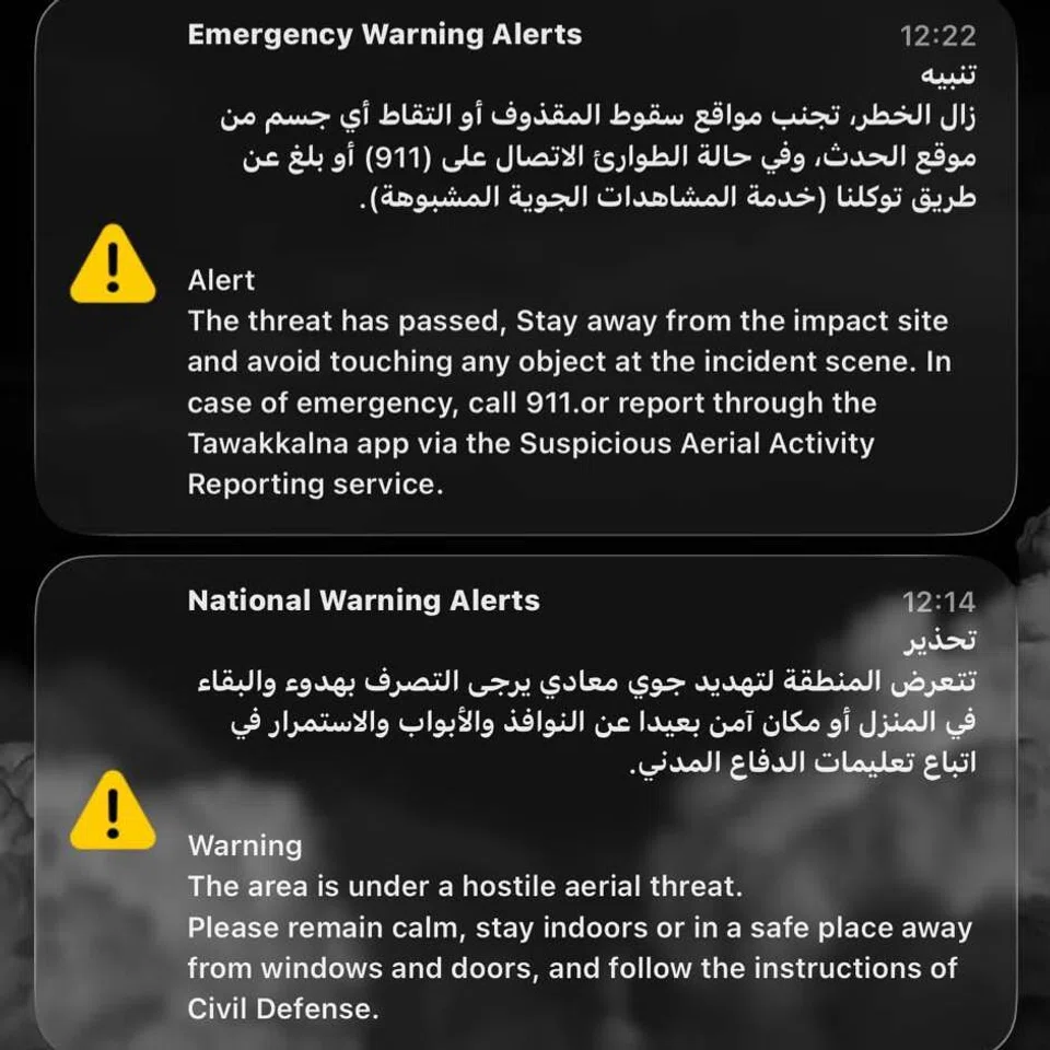 Amaran keselamatan yang diterima jemaah Singapura di Makkah menerusi telefon bimbit susulan kejadian dron pada 15 September meminta orang ramai kekal di dalam bangunan serta menjauhi pintu dan tingkap.