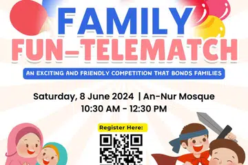 Sempena menyambut Hari Keluarga, Masjid An-Nur akan menganjurkan ‘Hari Usrah Saeedah’ (Hari Keluarga Bahagia) pada 8 Jun 2024. Antara acara yang dianjurkan ialah temasya sukan melibatkan ibu bapa dan anak-anak.
