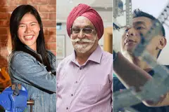 CALON PERTAMA: (Dari kiri) Pengasas syarikat kecerdasan buatan NeuralBay, Cik Annabelle Kwok; jururawat veteran, Encik Harbhajan Singh dan guru, Encik Teo Yee Ming, yang merupakan tiga calon pertama bagi Anugerah Tokoh Singapura The Straits Times 2018. - Foto-foto fail