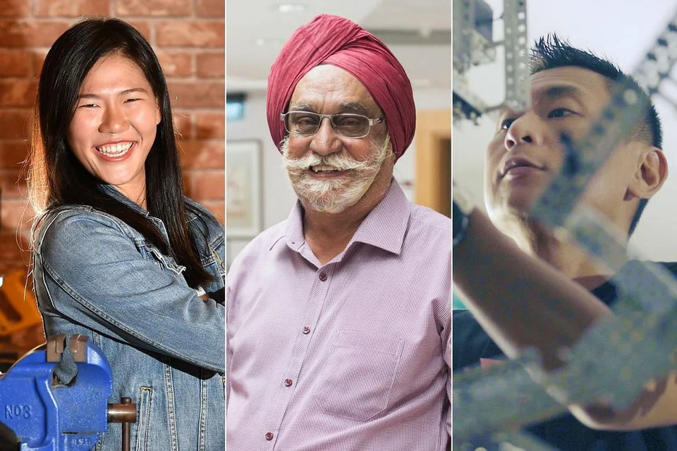 CALON PERTAMA: (Dari kiri) Pengasas syarikat kecerdasan buatan NeuralBay, Cik Annabelle Kwok; jururawat veteran, Encik Harbhajan Singh dan guru, Encik Teo Yee Ming, yang merupakan tiga calon pertama bagi Anugerah Tokoh Singapura The Straits Times 2018. - Foto-foto fail
