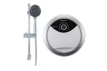 JIMAT UTILITI 16.4 PERATUS;: Alat pemanas air Pemanas Air Thermo Aures dari Ariston ini dilengkapi dengan teknologi Suhu Tetap atau 'Constant Temperature' merupakan pemanas air pertama di Singapura mendapat pentauliahan secara rasmi oleh PSB Singapura. - Foto ARISTON