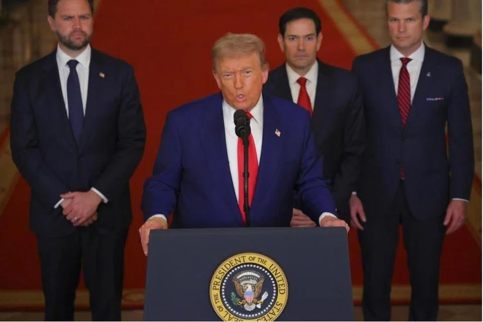 Presiden Amerika Syarikat, Encik Donald Trump menyampaikan ucapan kepada negara di Rumah Putih di Washington, DC, pada 21 Jun. 