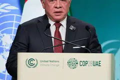 SUARAKAN PENDAPAT: Raja Abdullah Al Hussein memberi ucapannya di sidang puncak COP28 di Dubai. 