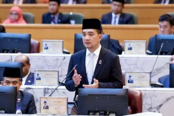 Menteri Besar Johor, Datuk Onn Hafiz Ghazi, pada sidang Dewan Undangan Negeri Johor di Bangunan Sultan Ismail, Kota Iskandar, Johor, pada 3 Oktober.