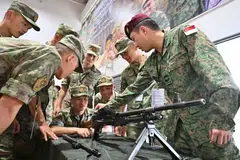Latihan, tentera, China, Singapura
