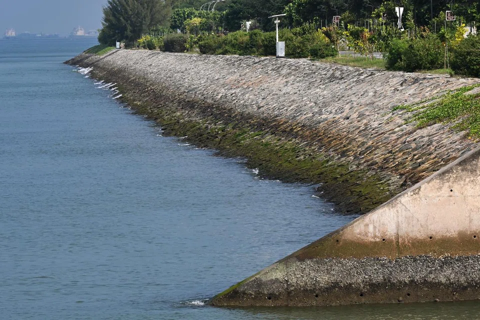 Tiada kesan minyak kelihatan di perairan bersebelahan Penghubung Taman Changi Bay, berhampiran Pusat Pameran Changi pada 29 Oktober.