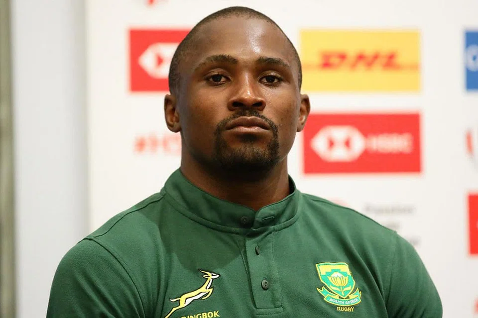 TERAP BUDAYA INGIN MENANG: Kapten Afrika Selatan, Siviwe Soyizwapi, ketika di sidang media Tujuh Sepasuk Ragbi Singapura HSBC. - Foto HSBC SINGAPORE RUGBY 